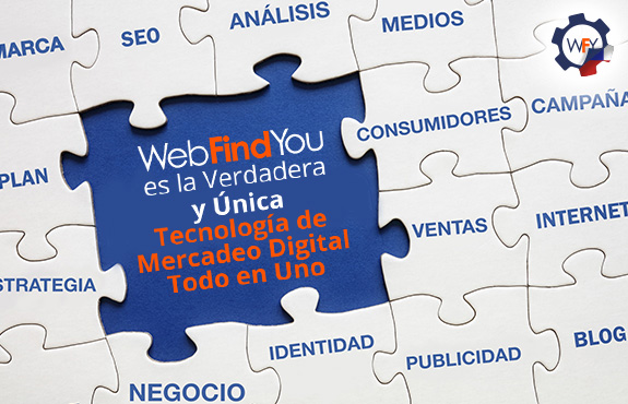 WebFindYou Verdadera y nica Tecnologa de Mercadeo Digital Todo en Uno, Rodeada de Piezas de Rompecabezas