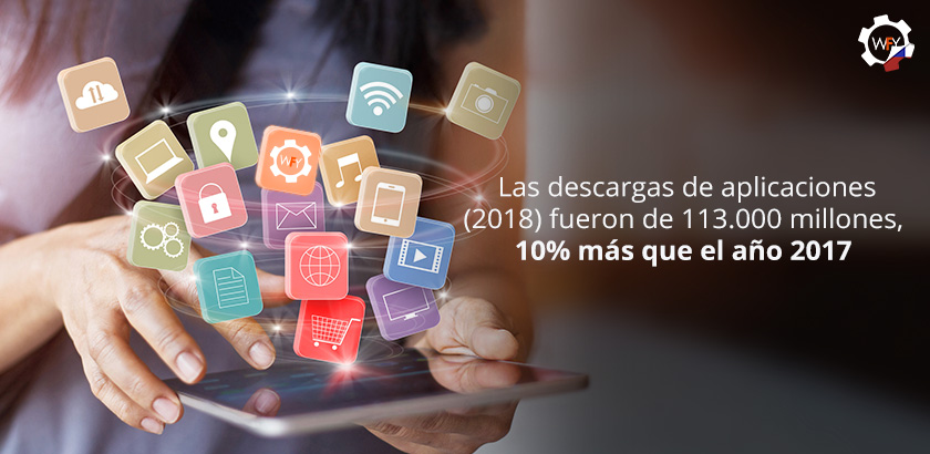 Las Descargas de Aplicaciones en 2018 fue Mayor a 2017