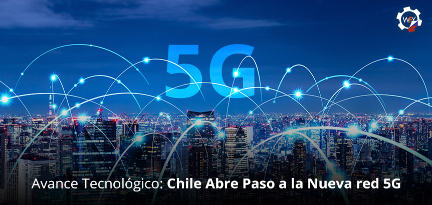 Red 5G Sobre Edificios Iluminados en la Oscuridad de la Noche