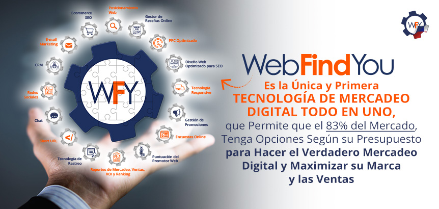 WebFindYou Permite al 83% del Mercado Tener Opciones Según su Presupuesto Para Lograr el Mercadeo Digital WebFindYou es la Única y Primera Tecnología de Mercadeo Digital Todo en Uno en Chile