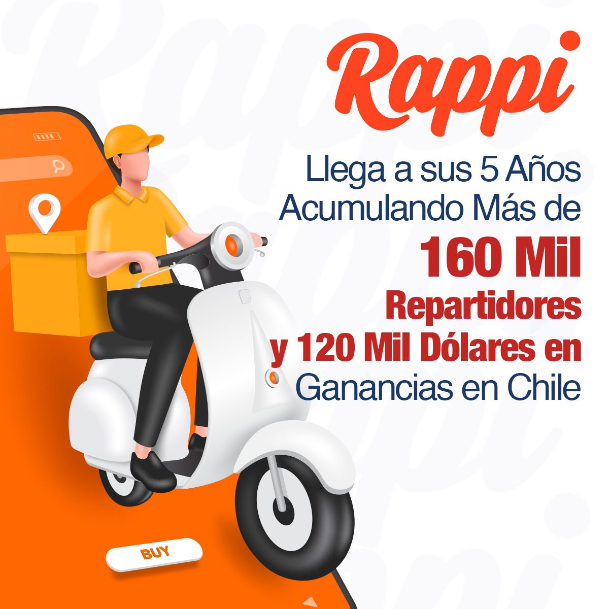 Rappi Llega a sus 5 Años Acumulando Más de 160 Mil Repartidores y 120 Mil Dólares en Ganancias en Chile